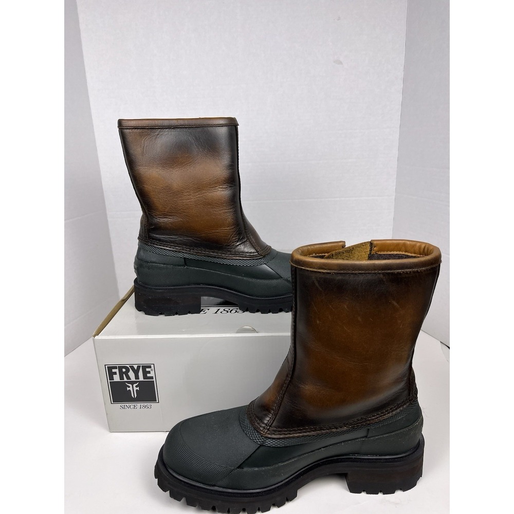 Frye Alaska Pull On Boots Men 7 Forest Multi Leather Rubber Duck Lug Waterproof - Picture 2 of 11